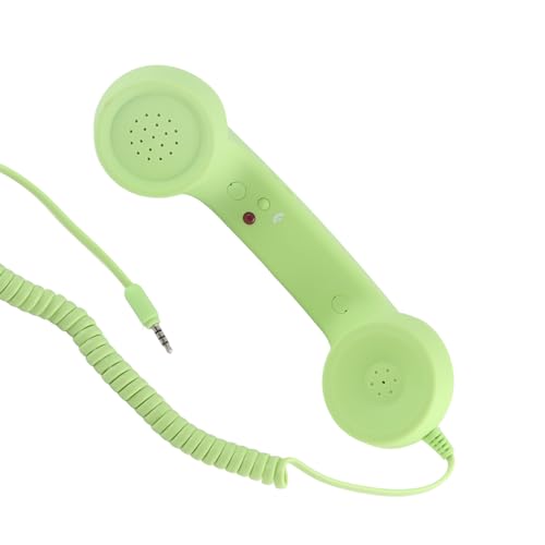 Plyisty 3,5-mm-Telefonhörer, Vintage-Handy-Empfänger, Mikrofon, Mikrofon-Lautsprecher, mit 3,5-mm-auf-USB-C-Adapter, Retro-Handapparat für Mobiltelefone (Green) von Plyisty