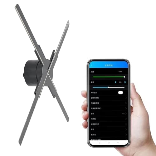 3D-Hologramm-Lüfter, 45-cm-LED-Hologrammprojektor, mit Einer Auflösung von 1600 X 512, 512 LEDs, Unterstützt App-Steuerung, 8 GB TF-Karte, für Geschäft, Werbeanzeige (EU-Stecker) von Plyisty