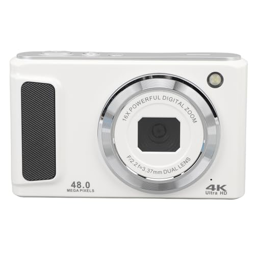 48MP Vlogging Camera, 4K UHD 16x Digital Zoom Digitalkamera für die Fotografie Stabil (White) von Plyisty