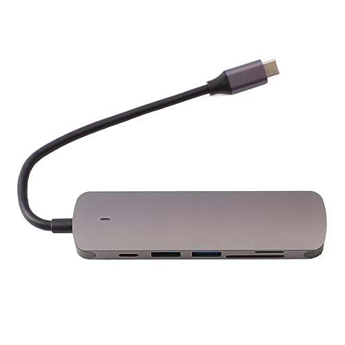 6-in-1-Hub mit PD-Aufladung, USB 3.0, 4K-HD-Multimedia-Schnittstelle, Aluminiumlegierung, Kompaktes Design von Plyisty