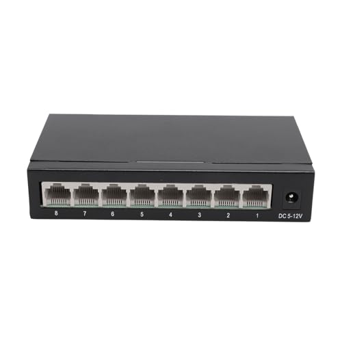 8 Ports Ethernet Switch, Plug -and -Play Desktop Ethernet Splitter Unterstützt Desktop Metal 10 100 Mbit / S für Office (EU-Stecker) von Plyisty