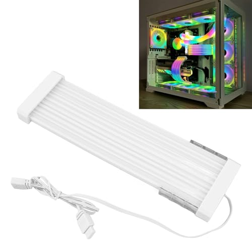 ARGB NETRLICHE ZUSAMMENTEIL 200 Mm, PSU -Verlängerungskabel mit LED -Streifen, 5 V 3Pin Synchronisierte Motherboard -Verlängerungskabel für 24 Pin Motherboard 8 Pin Grafikkarte von Plyisty