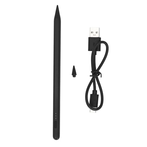 Aktive Stylus-Stifte für Touchscreens, Wiederaufladbarer Stylus-Stift mit Austauschbarer 1,5-mm-POM-Stiftspitze, Magnetischer Befestigung, Touch-Schalter Oben (Black) von Plyisty