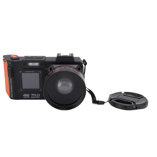 Camcorder -Videokamera, 4K 70MP 50x Digital Zoom Auto Focus F1.8 DSLR Vlogging -Kamera, WLAN, 2 Bildschirmvorderseite, Hot Shoe, Support Bis zu 512 GB (Black) von Plyisty