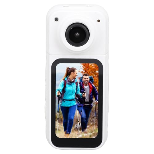 Daumen-Actionkamera, Tragbarer, Am Körper Getragener Camcorder mit 1,5-Zoll-Bildschirm, 180° Verstellbarem Objektiv, 2,7K-UHD-aufnahmen, WiFi-App-Steuerung, für Arbeit, Reisen (White) von Plyisty