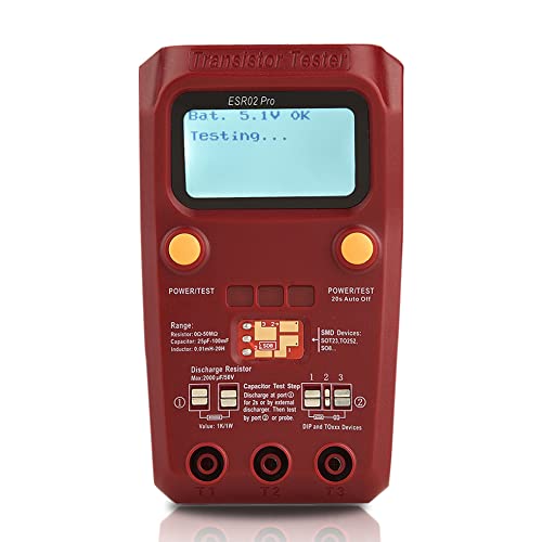 Digital Transistor SMD Components Tester Meter, ESR02 Pro LCD Kondensator Tester Induktivitätsmesser, Transistor Tester zur Messung von SMD Components von Plyisty