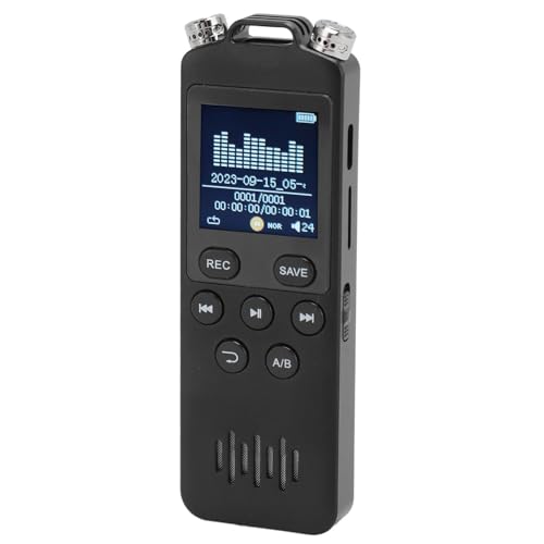 Digitaler Recorder, Kennworteinstellung 1.44in Bildschirm Digitaler Sprachrekorder Voice Activated 1536Kbps Variable Spielgeschwindigkeit für das Interview Spielen (8GB) von Plyisty