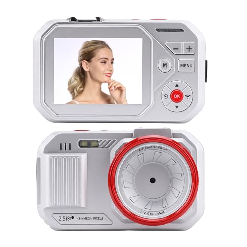 Digitalkamera, 48MP Dual -Bildschirme Kamera, 16x Zoom, Autofokus mit Hoher Geschwindigkeit, WLAN -Digitalkamera mit 2,8 -Zoll -HD -Farbanzeigebildschirm, Live -Vorschau (Silver) von Plyisty