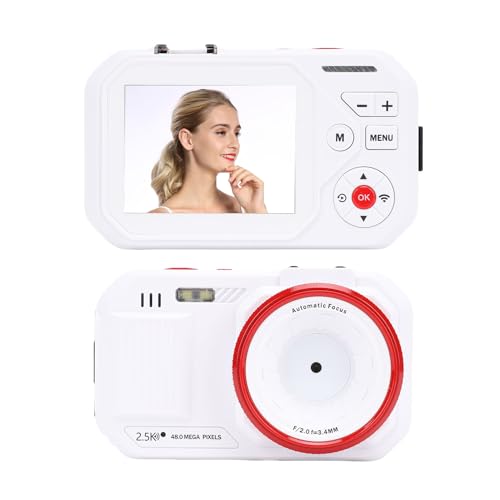 Digitalkamera, 48MP Dual -Bildschirme Kamera, 16x Zoom, Autofokus mit Hoher Geschwindigkeit, WLAN -Digitalkamera mit 2,8 -Zoll -HD -Farbanzeigebildschirm, Live -Vorschau (White) von Plyisty