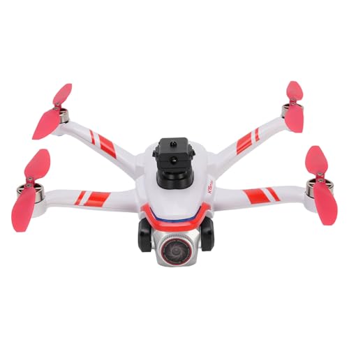 GPS-Drohnen mit 4K-Kamera, RC-Quadrocopter mit Bürstenlosem Motor, Intelligente 4-Wege-Hindernisvermeidung, 360°-Rolle, 2,4-g-Wireless-Fidelity (Rot) von Plyisty