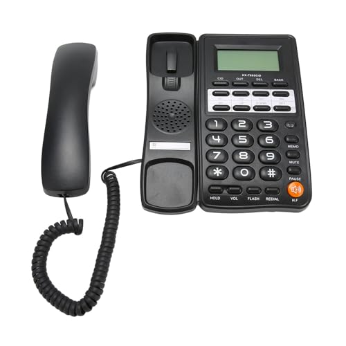 Kabelphone, Big Button Skid Widerstand Telefon mit Kabel Mehrzweckschutz für Schlafzimmer für das Hotel (Black) von Plyisty