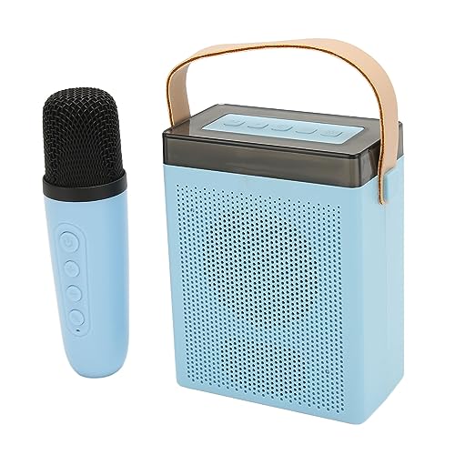 Karaoke Machine Set, Surround Sound RGB Leichter Drahtloser -Lautsprecher mit Drahtloser Mikrofon für den Outdoor (Blue) von Plyisty