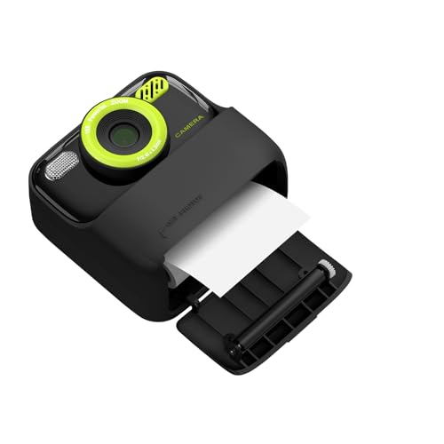 Kids Camera Instant Print, Dual-Objektiv 48MP Digitalkamera für Jungen Mädchen, 1080p HD-Video, 2,4-Zoll-Bildschirm, Selfie-Kamera mit 32-GB-Karte, 2 Rollendruckerpapier (Schwarzgrün) von Plyisty
