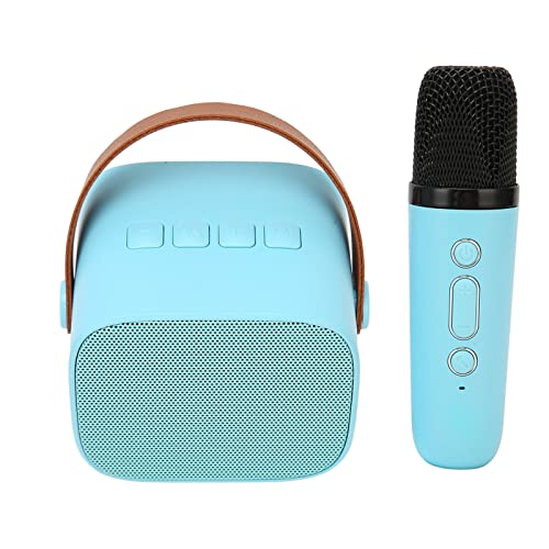 -Lautsprecher -Mikrofon Set, Tragbare Karaoke Maschine 6 Soundeffekte HD Stereo Einstellbares Volumen Wiederaufladbarer Retro für Outdoor (Blue) von Plyisty