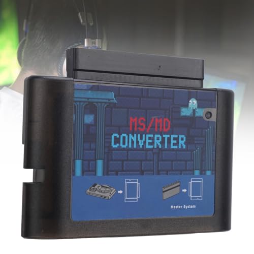 MS to MD Game Burner Card Converter, MS to MD Game Video Cassette Converter Angereicherte Gaming -Erlebnis -Plug & Play Tragbar für Mehrere Gaming -Plattformen (Black) (Schwarz transparent) von Plyisty
