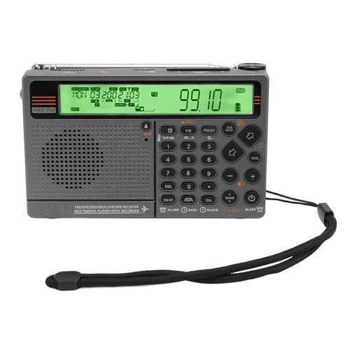 Multiband-Radio, SW FM MW AIR V.UHF WB Frequenzband, Tragbares Radio mit Bluetooth-APP-Steuerung, Wiederaufladbarer Akku, Digitales Radio mit SOS-Alarm und Taschenlampe (Green) von Plyisty