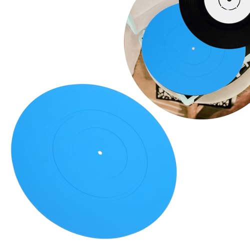 Plattenspieler-Plattenmatte, Schwarz, Gummi-Plattenspieler-LP-Slipmat, 12-Zoll-Universal-LP-Matte für Plattenspieler, Reduziert Geräusche, Bessere Bassqualität (Blue) von Plyisty