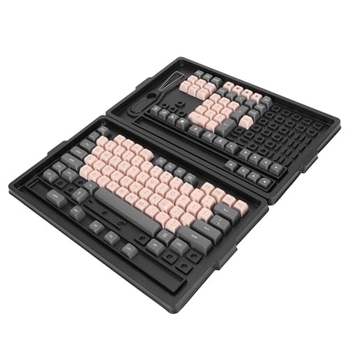 Plyisty 130-teiliges Tastatur-Tastenkappen-Set, Mattierte Farbe, Kontrastierende PBT-Lichtdurchlässigkeit, Mechanisches Tastenkappen-Set, Universell, Hervorragende Haltbarkeit und Komfort von Plyisty