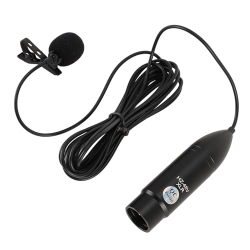 Plyisty 48-V-Phantomspeisung, Omnidirektionales Lavalier-Mikrofon mit High-Definition-Sound, Gehäuse aus Aluminiumlegierung, 3-poliges XLR-Mono-Ansteckmikrofon für die von Interviews von Plyisty