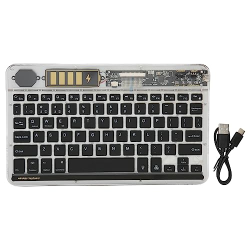 Plyisty Bluetooth-Tastatur, 10-Zoll-kabellose Tastatur mit Hintergrundbeleuchtung, Tragbare Wiederaufladbare Transparente Tastatur für Laptops, Telefone, Wasserdicht, Staubdicht, (Beide von Plyisty