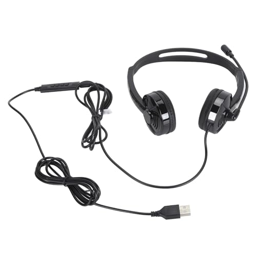 Plyisty Büro-Headset, USB-Headset mit Geräuschunterdrückung, Mikrofon, Klarer Klang, HiFi-Soundkarten-Chip, Bequeme Passform für Telefongespräche und Besprechungen Im Büro von Plyisty