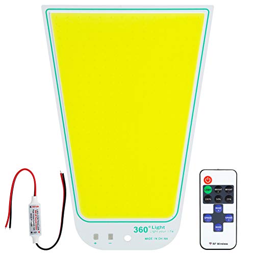 Plyisty COB LED-Panel-Leuchte, 12V-24V 70W COB LED-Panel-Lichtchip, 6000-6500K Weißlicht, mit Fernbedienung, für Camping, Nachtangeln Usw.(Weiß) von Plyisty