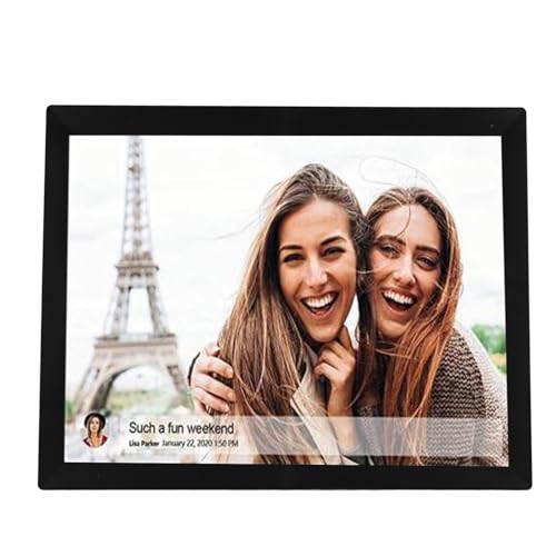 Plyisty Digitaler Fotorahmen, Smart Digital Bilderrahmen WiFi USB -Verbindung Touchscreen 32 GB Speicher App Sharing 15 Zoll 1024x768 HD -Auflösung für Wohnzimmer (EU-Stecker) von Plyisty