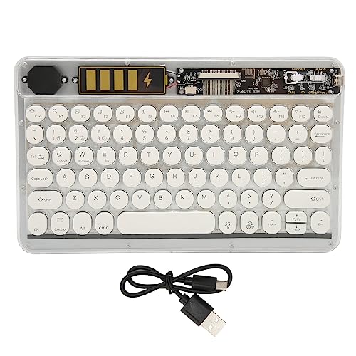 Plyisty Drahtlose Bluetooth-Tastatur, 10-Zoll-drahtlose Tastatur mit Hintergrundbeleuchtung, Tragbare Wiederaufladbare, Tastatur für Telefon, Laptop, Tablet, Transparente Acrylabdeckung von Plyisty