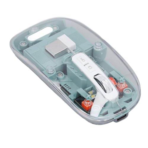 Plyisty Drahtlose Maus, Einstellbare DPI -Metall -Scroll -Schriftrolle Transparente Maus BT1 BT2 2.4GHz Stille 3 -Modus für PC für (ORANGE) (Gray) (Green) von Plyisty