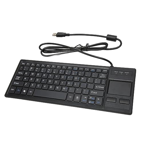 Plyisty Kabelgebundene USB-Tastatur mit Touchpad, Kompakte -Trackpad-Tastatur mit Hub-Funktion, für den Industriellen Einsatz, Englisches Layout von Plyisty