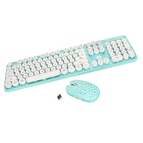 Plyisty Kabellose 2,4-G-Tastatur- und Mauskombination mit Hochleistungschip, Runden Tastenkappen, Ziffernblock, Einstellbarer DPI und Umfassender Kompatibilität (Blaues Brett) von Plyisty