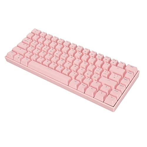 Plyisty Kabellose Mechanische RGB-Tastatur, 82 Tasten, DREI Modi, Mechanische Tastatur mit Knopf, Unterstützung von 2,4 G, 5.0, Typ C Verkabelt, Pink (Blauer Schalter) von Plyisty
