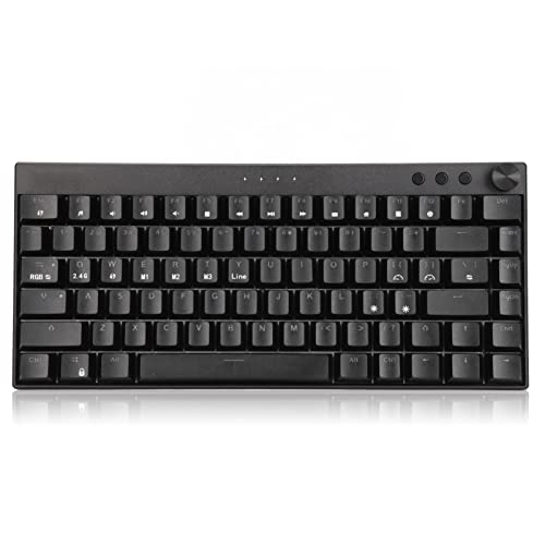 Plyisty Kabellose Mechanische RGB-Tastatur, 82 Tasten, DREI Modi, Mechanische Tastatur mit Knopf, Unterstützung von 2,4 G, 5.0, Typ C Verkabelt, Schwarz (Brauner Schalter) von Plyisty