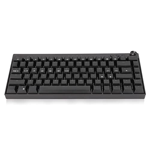 Plyisty Kabellose Mechanische RGB-Tastatur, 82 Tasten, DREI Modi, Mechanische Tastatur mit Knopf, Unterstützung von 2,4 G, 5.0, Typ C Verkabelt, Schwarz (Roter Schalter) von Plyisty