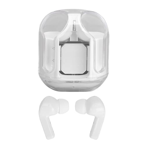 Plyisty Kabellose Ohrhörer mit Dual-LED-Display, HiFi-Stereo- 5.3, 30 Stunden Spielzeit, Integriertes Mikrofon, Typ-C, In-Ear-Ohrhörer mit Ohrbügeln, Roségold, Zum (White) von Plyisty