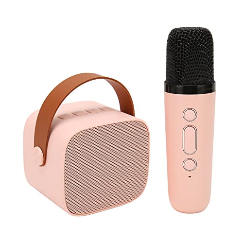 Plyisty -Lautsprecher -Mikrofon Set, Tragbare Karaoke Maschine 6 Soundeffekte HD Stereo Einstellbares Volumen Wiederaufladbarer Retro für Outdoor (Rosig) von Plyisty