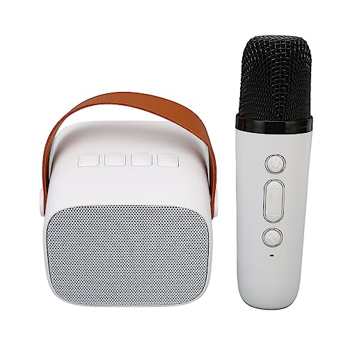 Plyisty -Lautsprecher -Mikrofon Set, Tragbare Karaoke Maschine 6 Soundeffekte HD Stereo Einstellbares Volumen Wiederaufladbarer Retro für Outdoor (White) von Plyisty