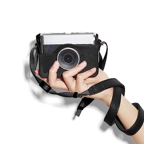 Leder-Kamera Gurt, Länge Verstellbarer Schulter Gurt, Kamera-Armband, Universal-Halsband für Video-Camcorder, Digital Kameras, Handy Hüllen (Black) von Plyisty