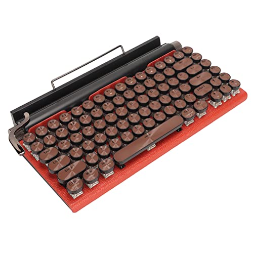 Plyisty Mechanische -Tastatur, Bunte RGB-Hintergrundbeleuchtung, Retro-Schreibmaschine mit Runder Metalltastenkappe, 83 Tasten, für Universelle Kompatibilität mit Telefonen, Tablets, von Plyisty