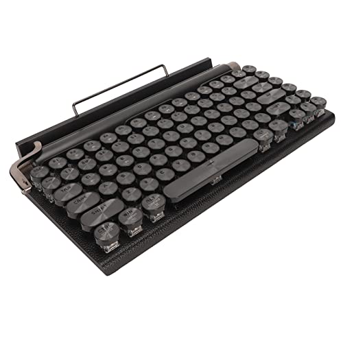 Plyisty Mechanische -Tastatur, Bunte RGB-Hintergrundbeleuchtung, Retro-Schreibmaschine mit Runder Metalltastenkappe, 83 Tasten, für Universelle Kompatibilität mit Telefonen, Tablets, von Plyisty