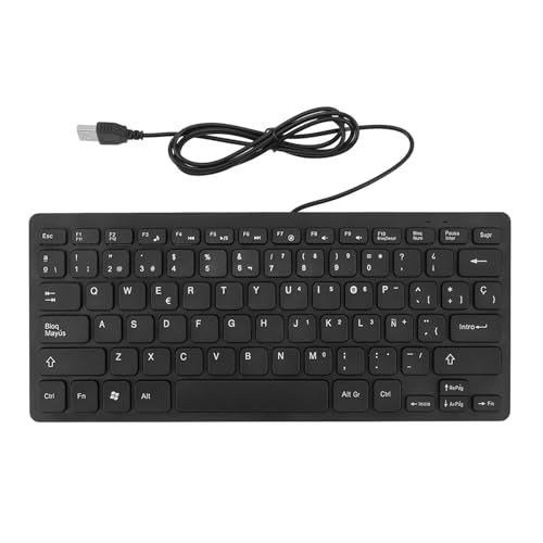 Plyisty Spanische/Französische/Deutsche Tastatur, USB-kabelgebundene Tastatur, Ultradünne 78-Tasten-Kompakttastatur, für PC, Computer, Desktop (Spanisches QWETZ-Layout) von Plyisty