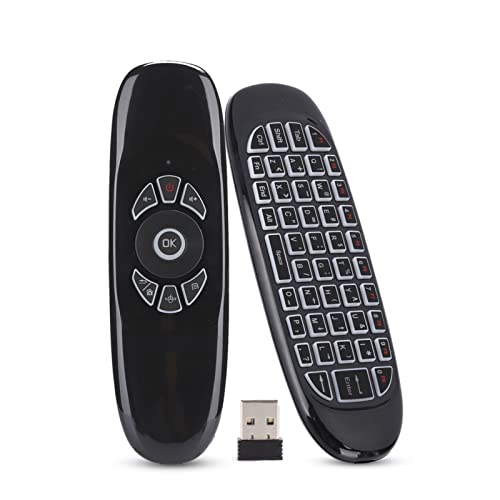 Plyisty Tragbare -Air-Maus-Fernbedienung, Smart TV-Fernbedienung 2,4 GHz Drahtlose Tastatur-Fernbedienung, mit Bewegungssensor, Bunte Hintergrundbeleuchtung, für TV-Box, PC, von Plyisty