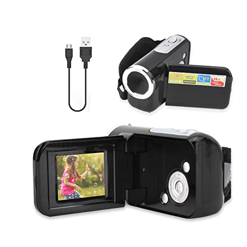 Plyisty Tragbare Kinder Digitalkamera, 1080P USB 2.0 2 Zoll 16X HD Video DV Kamera Camcorder, für Mädchen Jungen Alter 3-12 Urlaub Geburtstagsgeschenk, Schwarz/Rot(Schwarz) von Plyisty