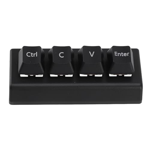 Plyisty USB-4-Tasten-Tastatur, Einhändige Makrotastatur, Programmierbares Design, mit Rotem Schalter, für Büro, Musik, Medien, Industrielle Steuerung (Black) von Plyisty