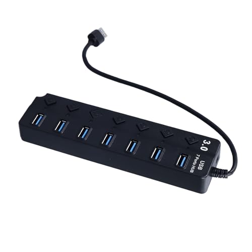 Plyisty USB-Hub-Splitter mit Individuellem Schalter, Kompakter 7-Port-Daten-Hub für Laptop-PC-Mobilgeräte von Plyisty