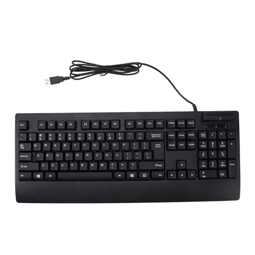 Plyisty USB-Tastatur mit Kabel und IC-Kartensteckplatz, Großflächige 104 Tasten, Leise QWERTY-Tastatur, Unterstützt SLE4418, SLE4428, AT88SC1608, ISO7816 A B C und Mehr von Plyisty