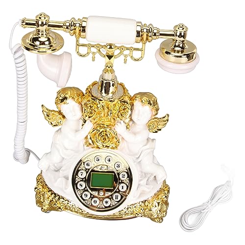 Retro Antique Telefon, Retro -Festnetzheline -Telefon EIN Schaltfläche Pushtastknopf LCD Display für Wohnkultur Langlebig (MS-8334B, Gold) von Plyisty