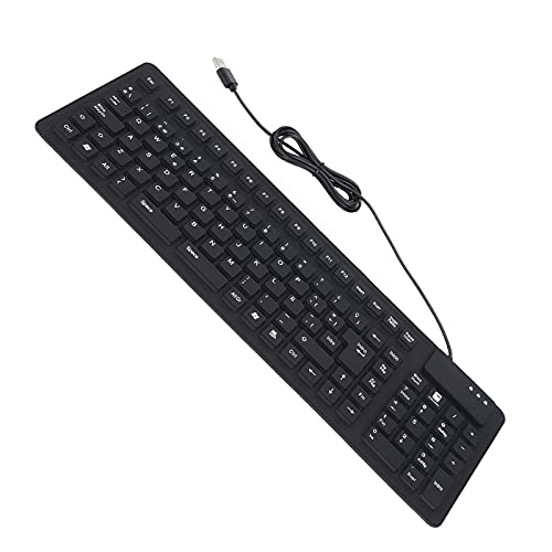 Tragbare Faltbare Tastatur, Weiches Silikonmaterial, Wasser- und Staubdicht, Plug-and-Play, Leises Design, Kompatibel mit, Spanisches Layout, USB-Kabelverbindung für PC, von Plyisty