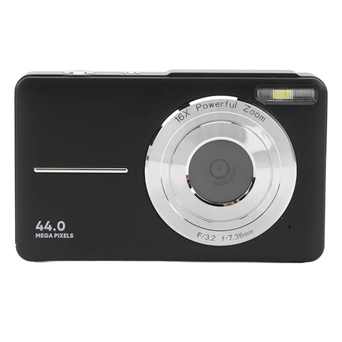 Tragbare Kleine Kamera, 1080p 44MP Digitalkamera Anti Shake Long Standby für Schüler Teenager (Black) von Plyisty