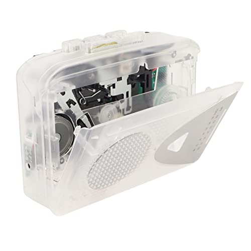 Tragbarer Kassettenspieler mit Integrierten Lautsprechern, 3,5-mm-Buchse, FM/AM-Radio, Stromversorgung über USB, Kassettenspieler, für den Heim- und Außenbereich (Transparent) von Plyisty